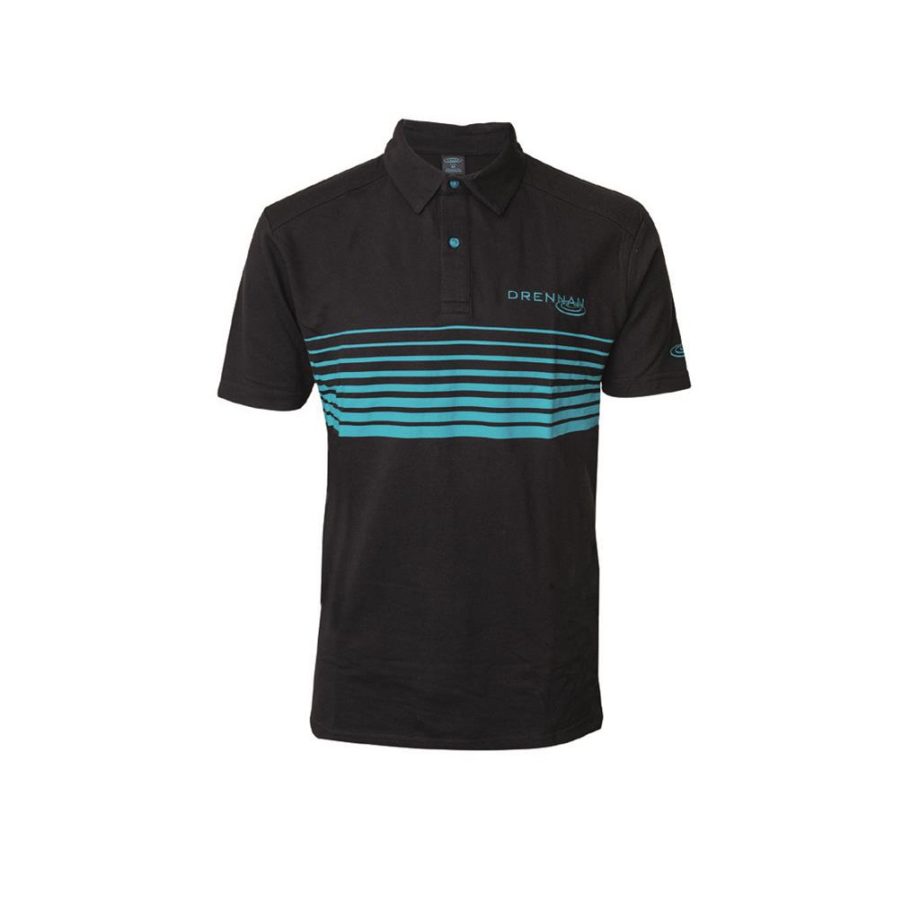 Drennan Black- Aqua Lines Polo Shirt - Small- CSDBP000