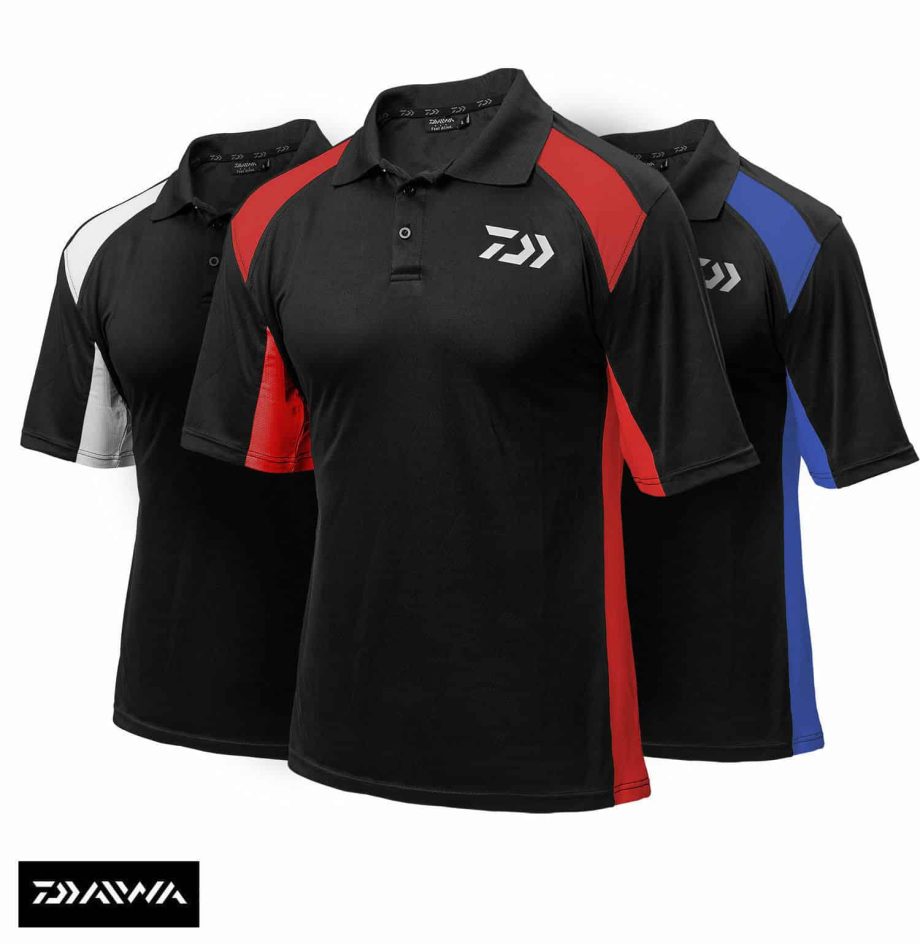 Daiwa*New * Polo Shirts - Black/Red - Black/White - Black/Blue - Med - XXXL